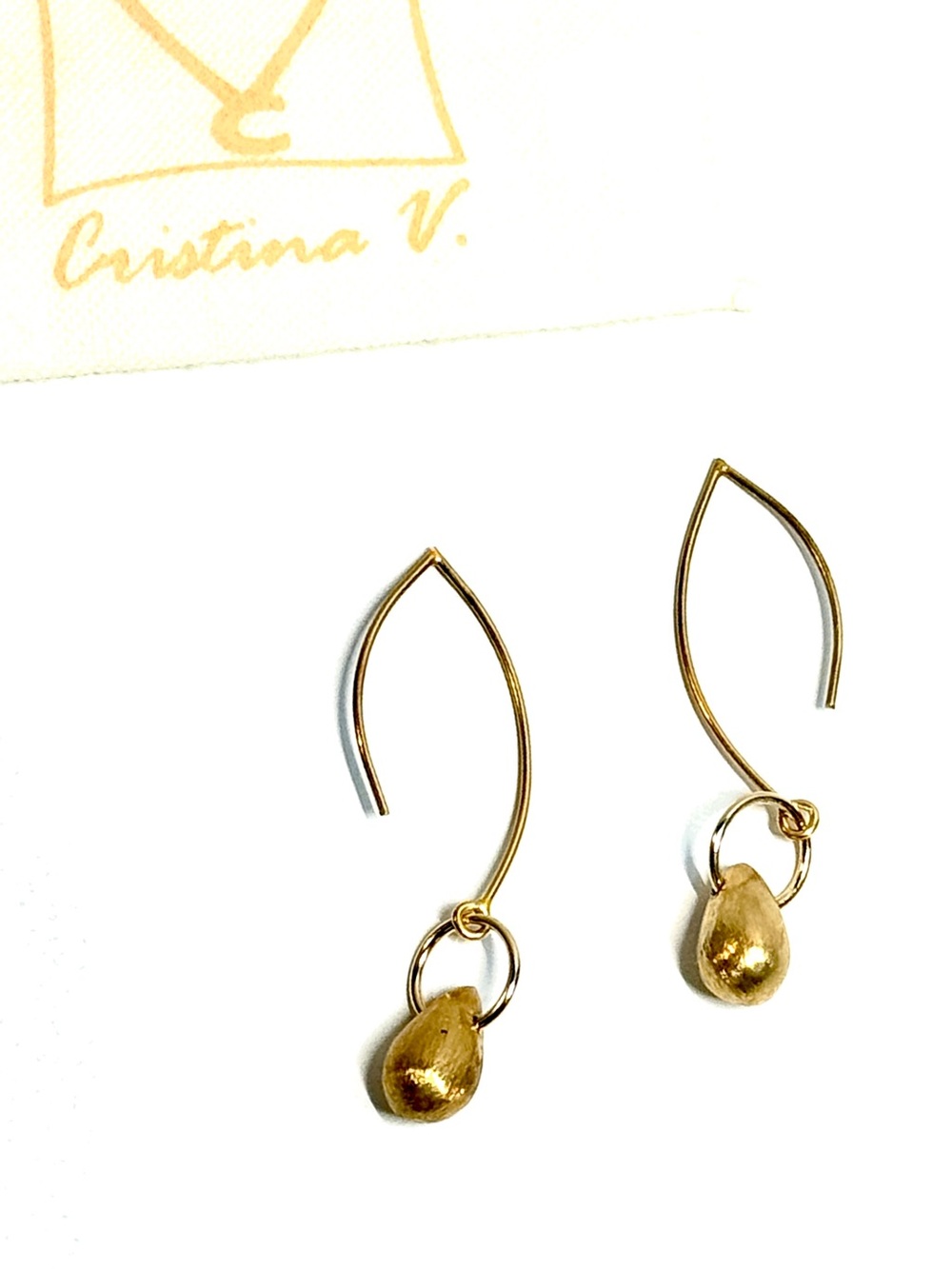 Cristina V. Gold Briolette Drop Contemporary Hook Earrings | NWT